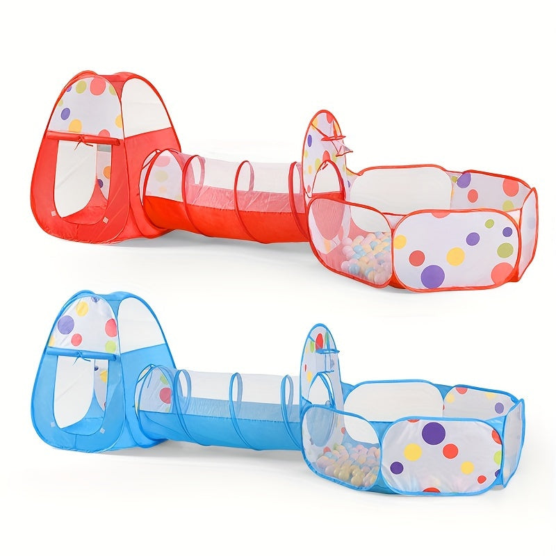 Bolalar o'yin tenti to'plami, dengiz to'p havzasi bilan, po'lat ramka va polyester matodan tayyorlangan, qizil, ko'k va aralash ranglarda, o'g'il va qizlar uchun mos.