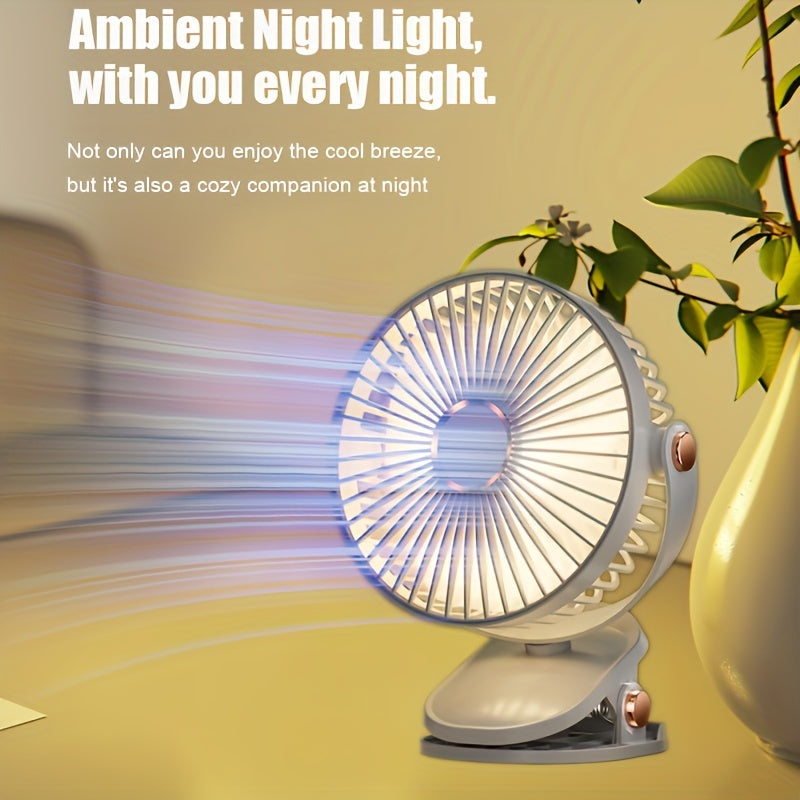 Vertical Clip-On Electric Fan with Adjustable Angles and Quiet Operation