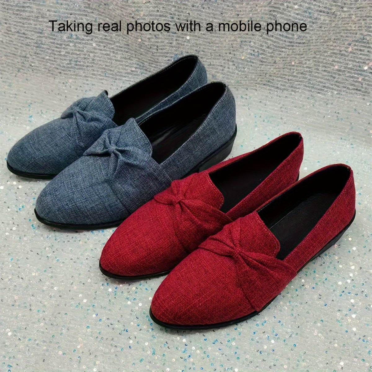 Women's Breathable Fabric Flats with Square Heel for Work and Casual Use