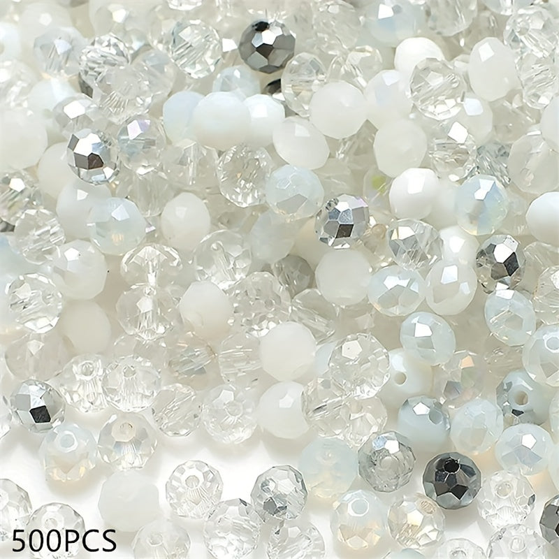 500 Pieces Imitation Crystal Glass Beads 4mm Faceted Round Spacer Jewelry Making