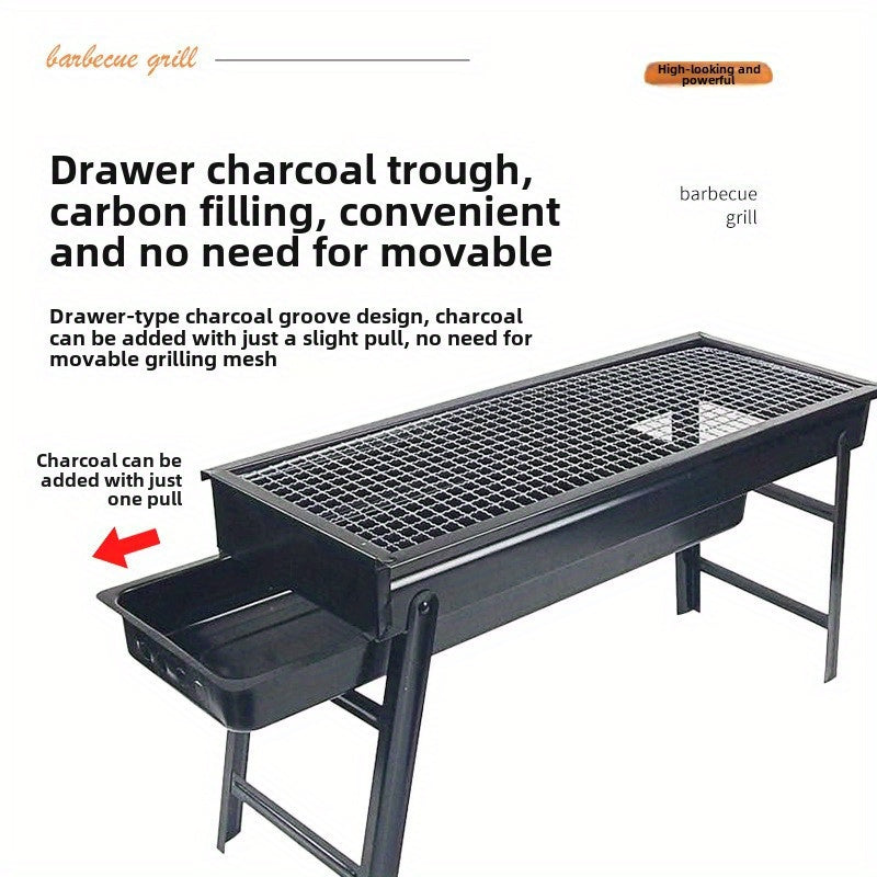 Parrilla portátil de carbón plegable para barbacoa, diseño duradero para camping al aire libre con parrilla superior desmontable, patas fáciles de transportar y almacenar, perfecta para picnics, tailgating y asados al aire libre