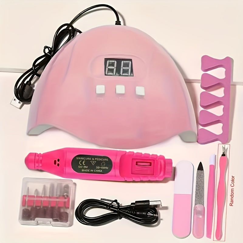 Electric Nail Drill UV LED Lamp Manicure Kit for Beginners 54W