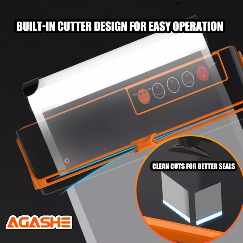 Orange and black vacuum sealer with cutting knife bag holder 50 pre-cut bags external suction