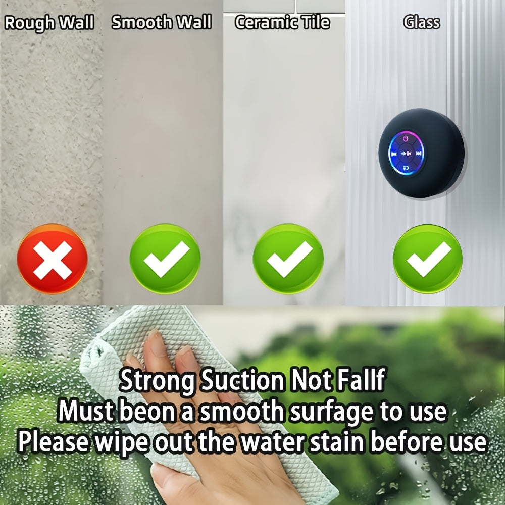 Портативная беспроводная колонка с LED, сильным присоской, универсальная звуковая система для использования на улице.