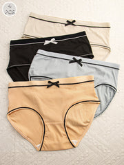 Pack de 4 braguitas de punto transpirable con ribete y diseño de triángulo para mujer