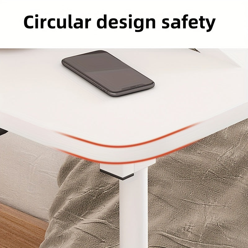 Mesita de noche ajustable en altura y giratoria con tablero de fibra de madera y estructura de metal para dormitorios y hogares