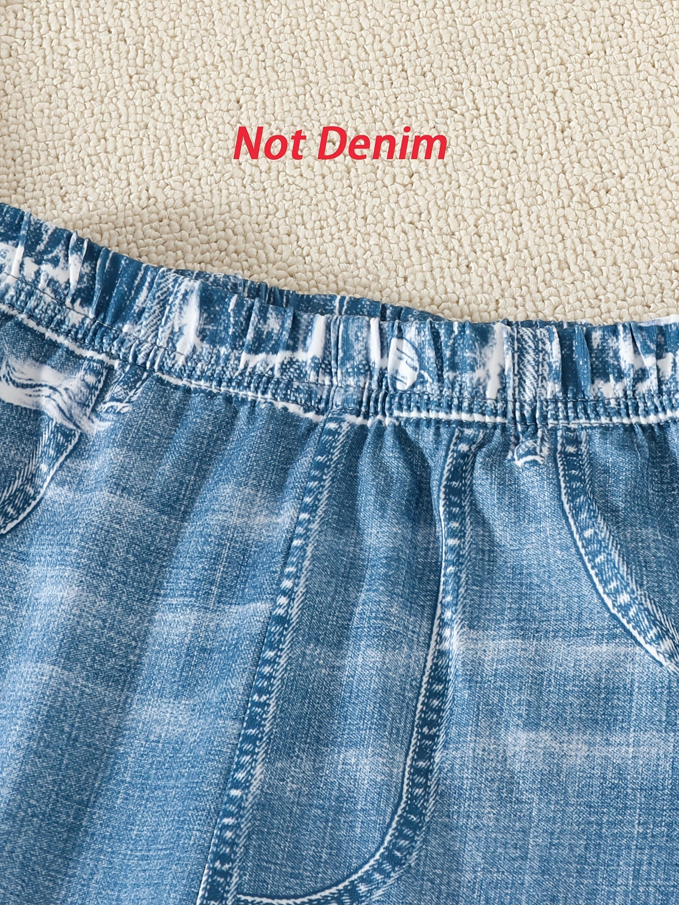 Girls Summer Outfit Set with Lace-Trimmed Top and Faux Denim Pants for Casual Outdoor Wear