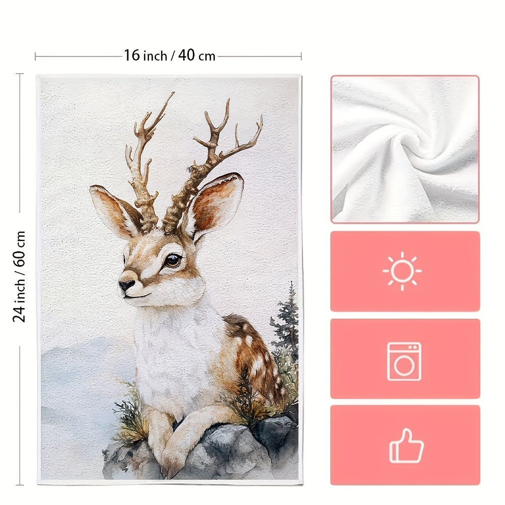 2 ta Ultra Soft oshxona sochiqlari Rustik Jackalope dizayni 40x60cm yutqazuvchan to'plam