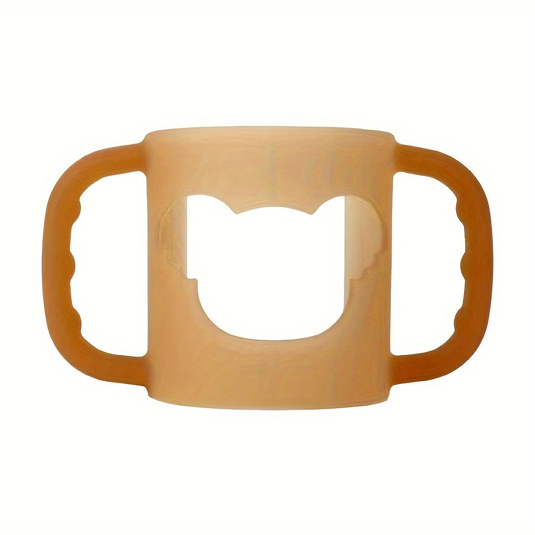 Asa de biberón para bebé de silicona con patrón de dibujos animados y funda suave para un agarre fácil