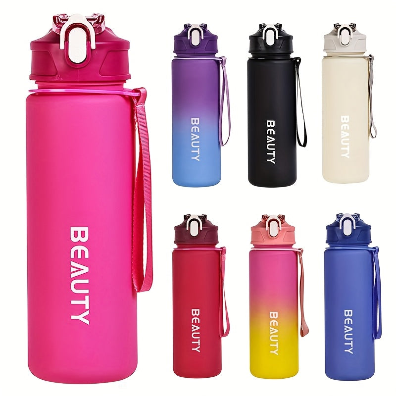Frosted Plastic Water Bottle with Scale for Outdoor Sports and Office Use
