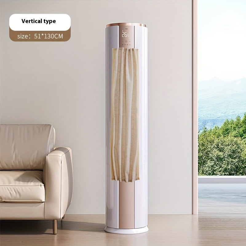 Drill-Free Vertical Air Conditioner Windshield Curtain Beige 51x190cm Insulates Cold Air