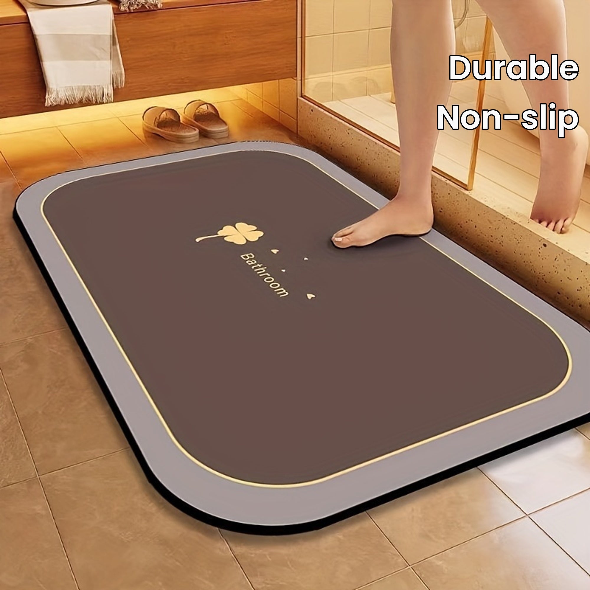 Ultra-Absorbent Non-Slip Bathroom Mat with Diatom Mud Floor Rug Quick-Dry