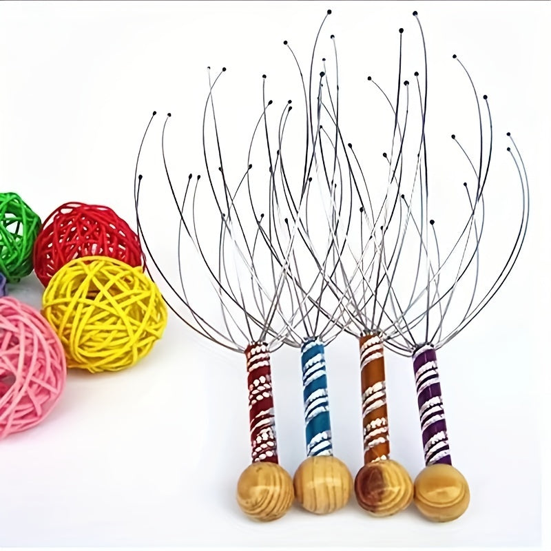 Metal Head Massager Octopus Design Deep Tissue Scalp Massage Tool Portable for Home Travel