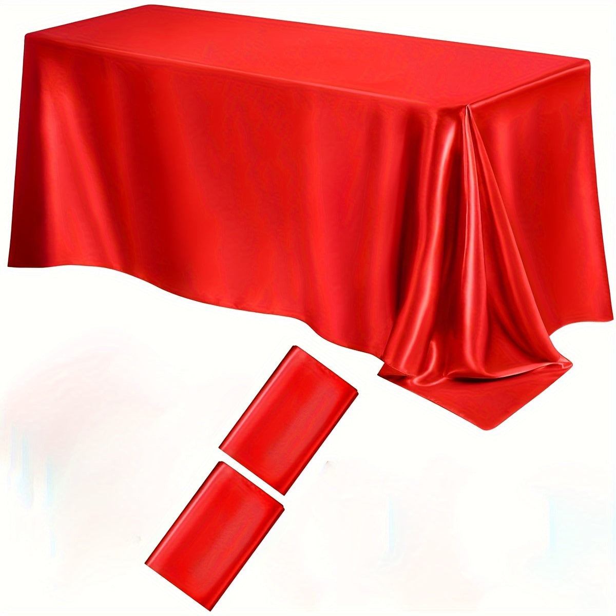 Satin Tablecloths 2-Pack Rectangular Polyester 259x147 cm for Weddings Parties