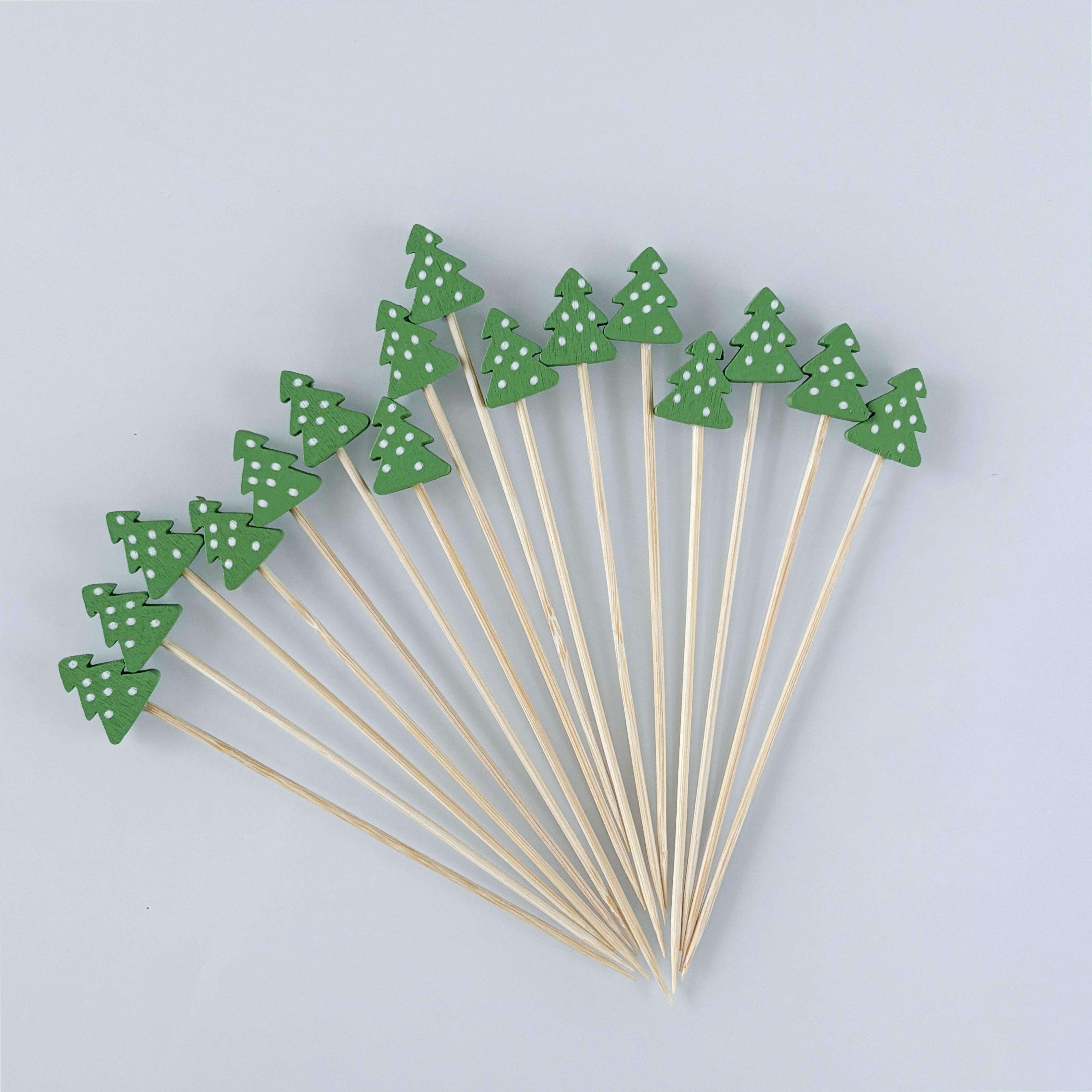 Festive Christmas Tree Bamboo Cocktail Picks for Holiday Parties and Appetizers