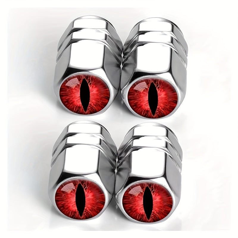 4Pcs Red Aluminum Chrome Tire Valve Cap Covers Universal Auto Motorcycle Truck Bike