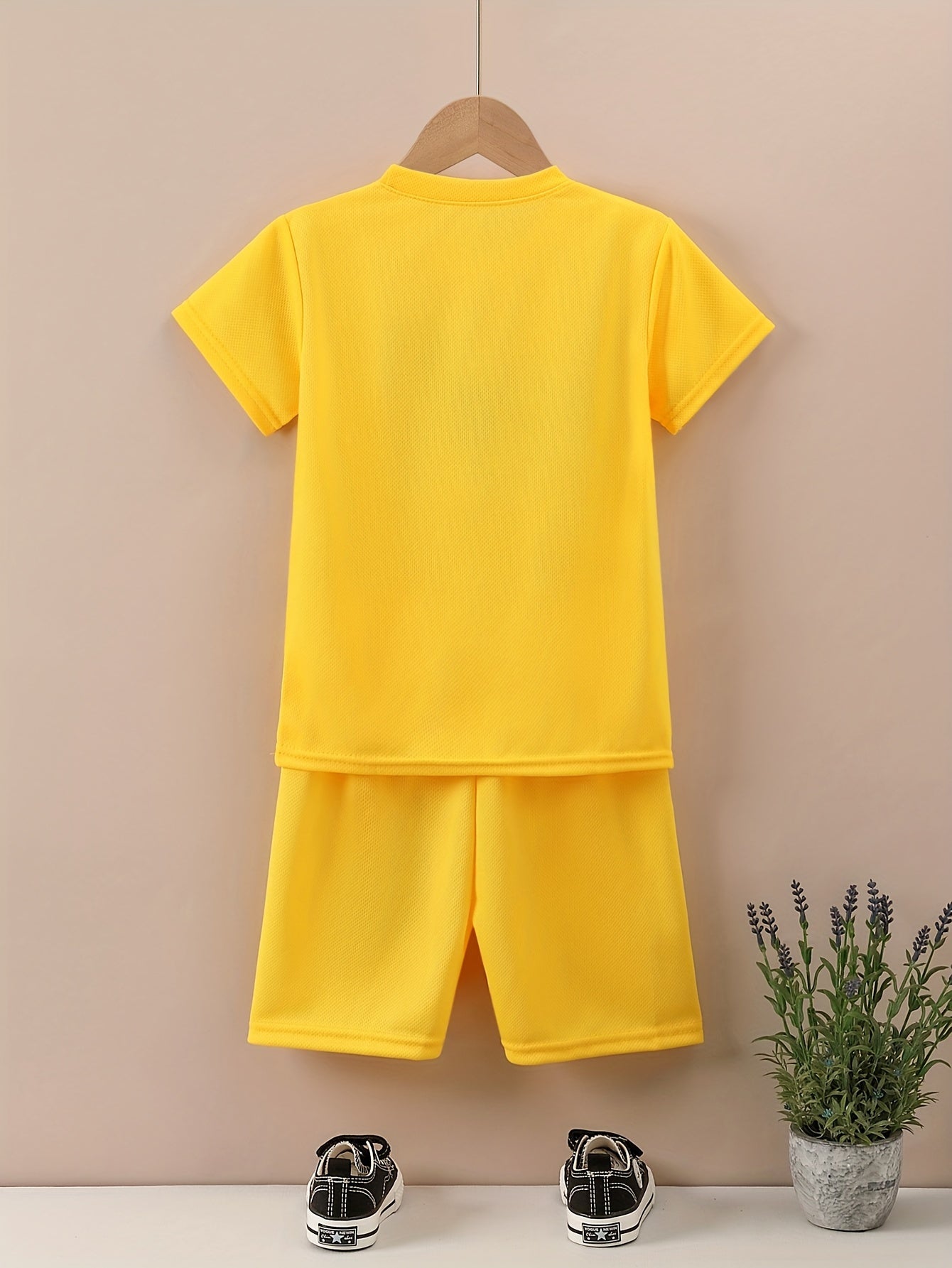 Boys' 2-Piece Quick-Drying Sports Outfit GAMES SPORTS Print T-Shirt and Shorts for Summer Outdoor Activities