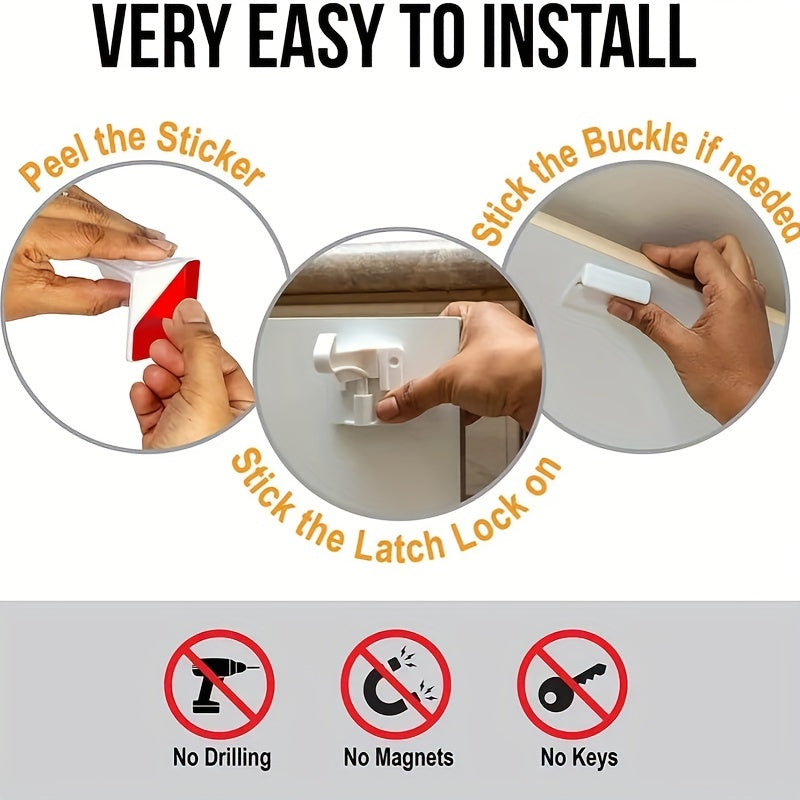 Childproofing Drawer and Cabinet Locks 6-Pack Phthalate-Free ABS No Tools Needed