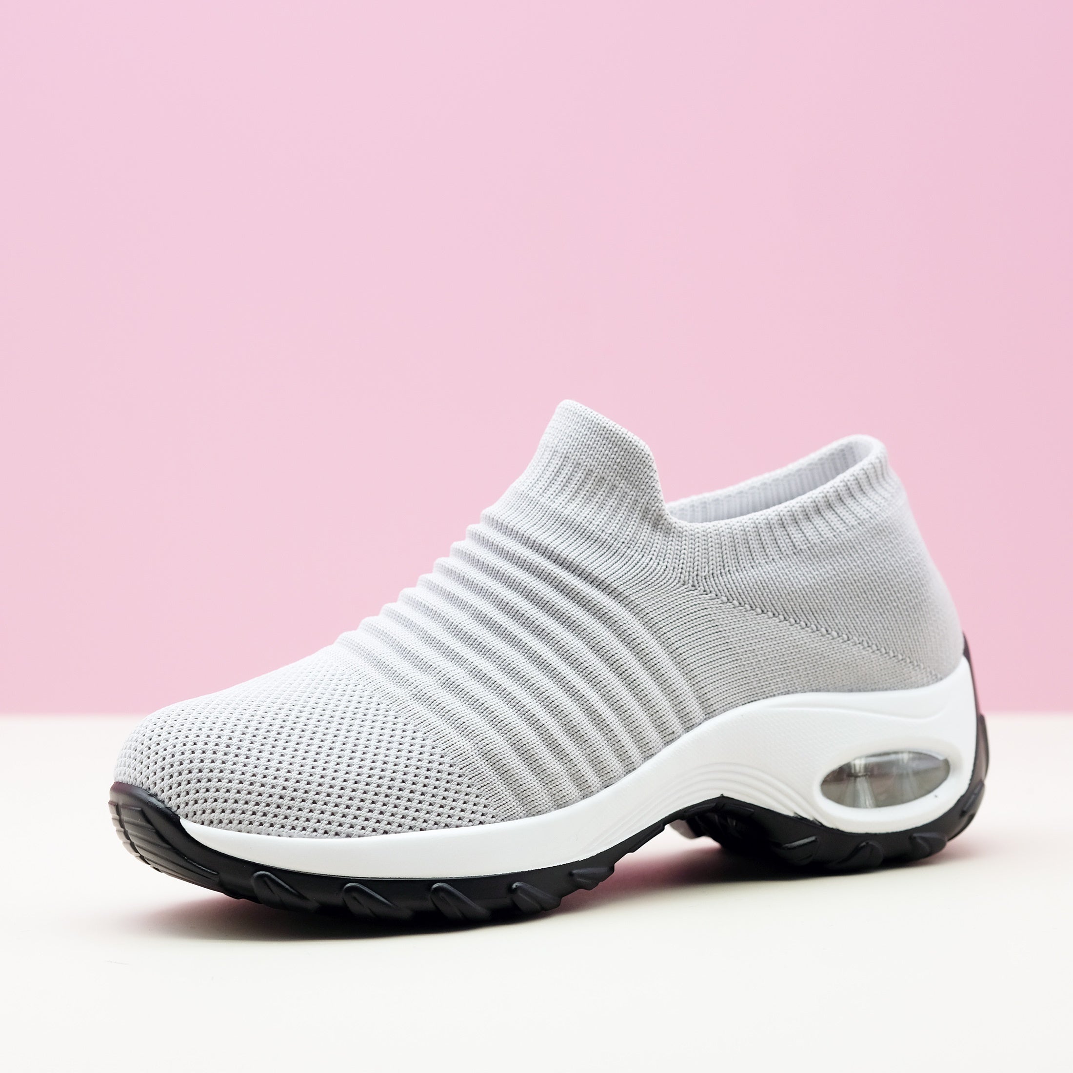Zapatillas de media caña transpirables para mujer con amortiguación de aire, color sólido, para todas las estaciones