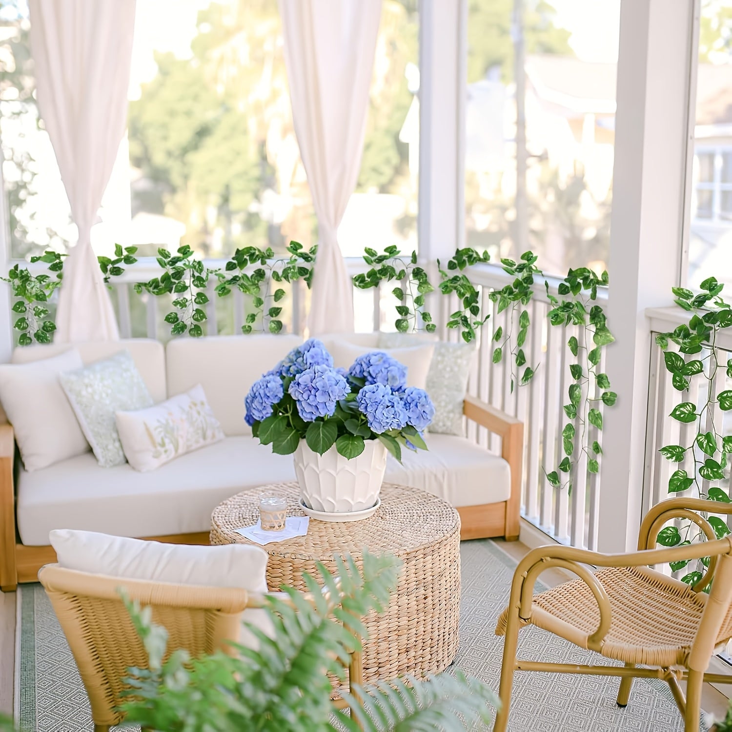 Sun'iy ivy garlandi 12/24 dona Batareya talab qilmaydi Ichki va tashqi devor bezaklari