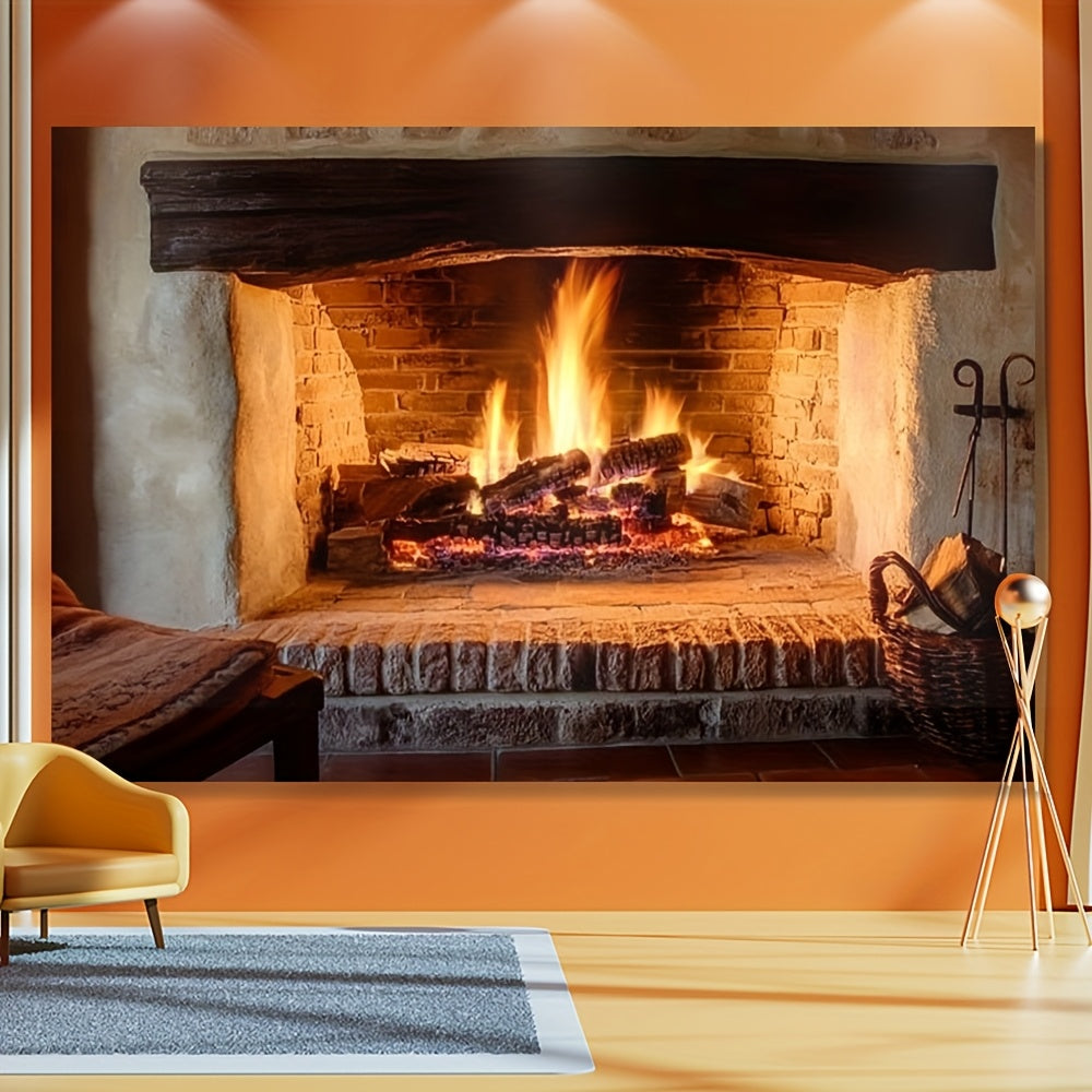 "Bayram uy bezaklari uchun polyester pechka orqa fon matosi, yog'och yoqish manzarasi bilan, elektr talab qilinmaydi, barcha mavsumlar uchun mukammal, oilaviy yig'ilishlar va bayramlar uchun mukammal."