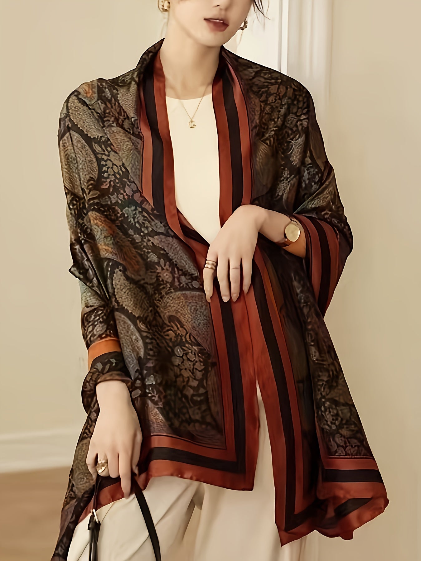 Женский шарф большого размера с пейсли-принтом из полиэстера, легкий накидка для защиты от солнца