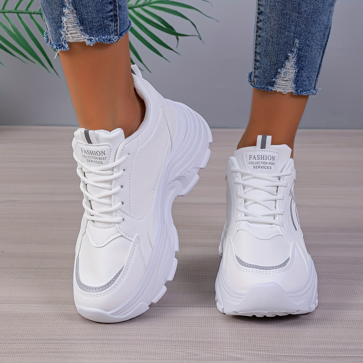 Women's Chunky Sneakers, Lace-Up Platform Casual Sports Shoes
