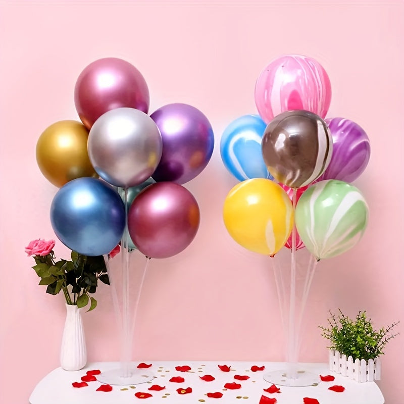 Kit de soporte para guirnalda de globos con soportes para columnas de globos transparentes de 7 cabezas, reutilizable para decoraciones de fiestas, bodas y cumpleaños