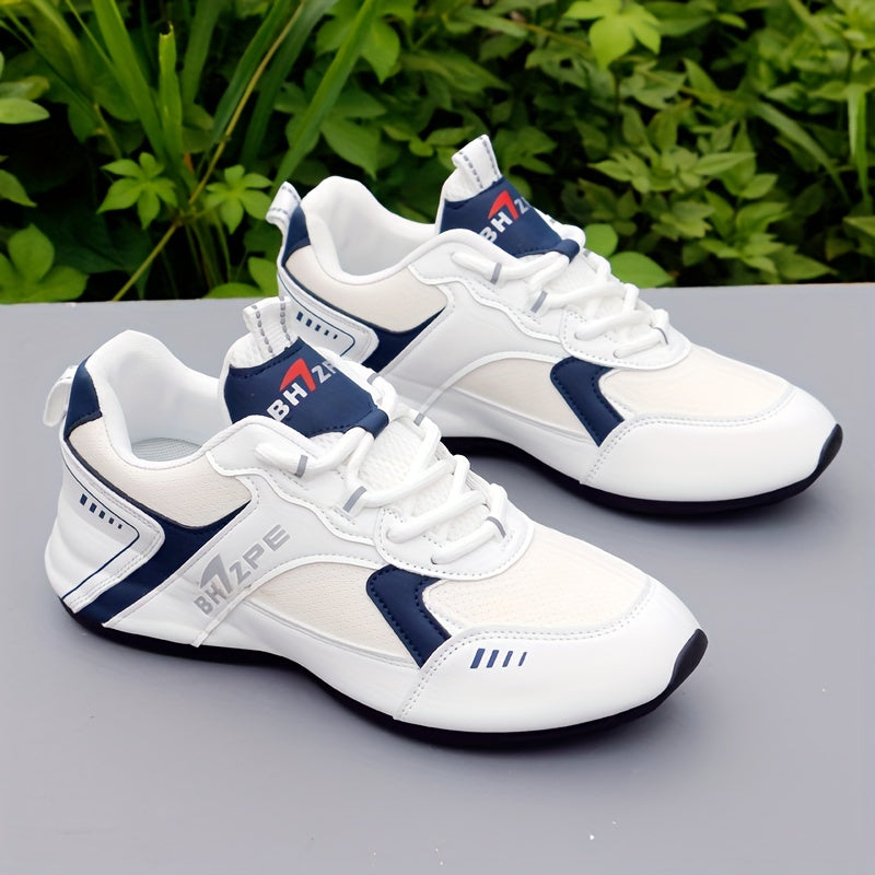 Men's Breathable Lace-Up Sneakers for Running Basketball Workout Gym with Wear-Resistant Rubber Sole