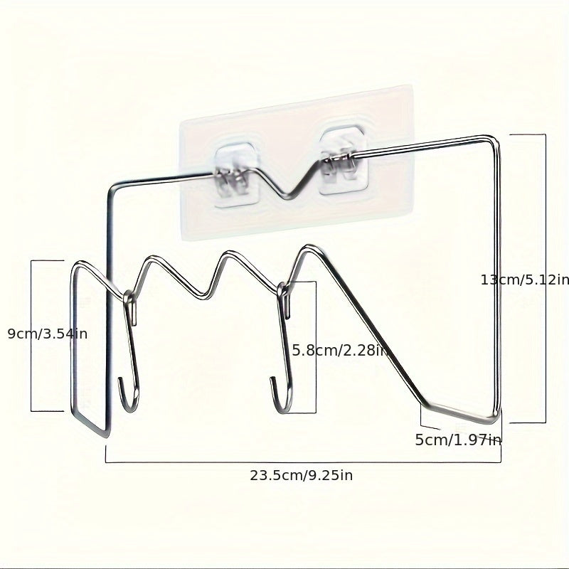 Wall-Mounted Stainless Steel Kitchen Organizer with Hooks for Pot Lids and Cutting Boards