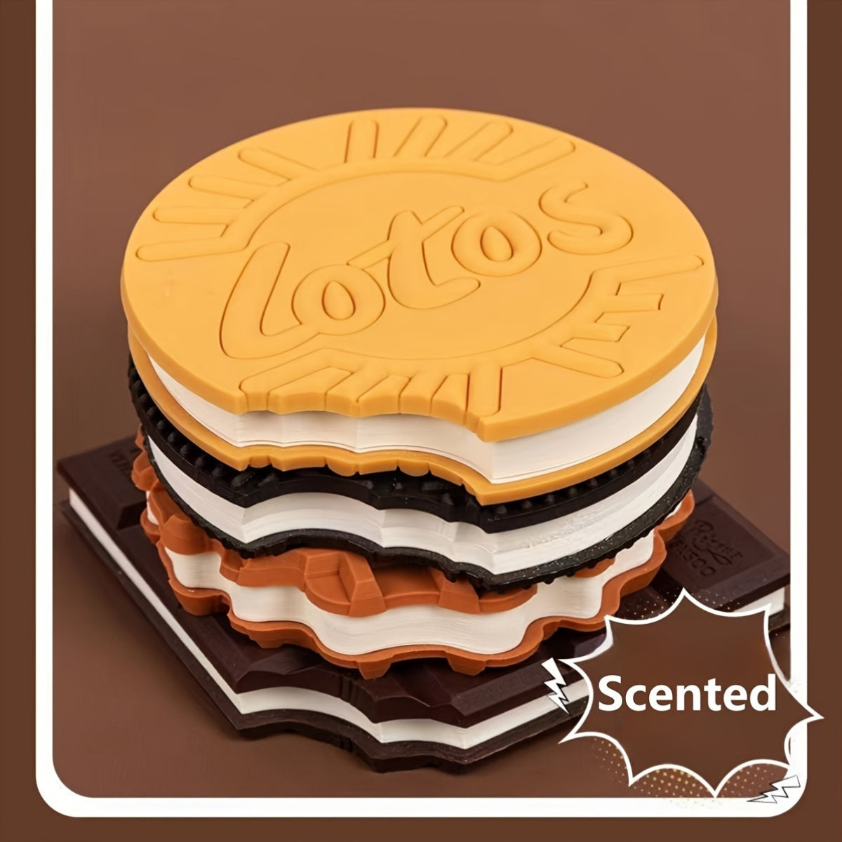 Mini Notebook in Chocolate Macaron Waffle Strawberry Shortcake Design with 80 Tear-Off Pages