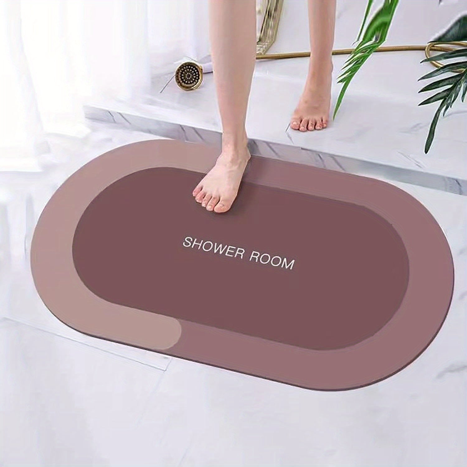 Fast-Drying Plush Diatomaceous Earth Bath Mat Slip-Resistant Highly Absorbent