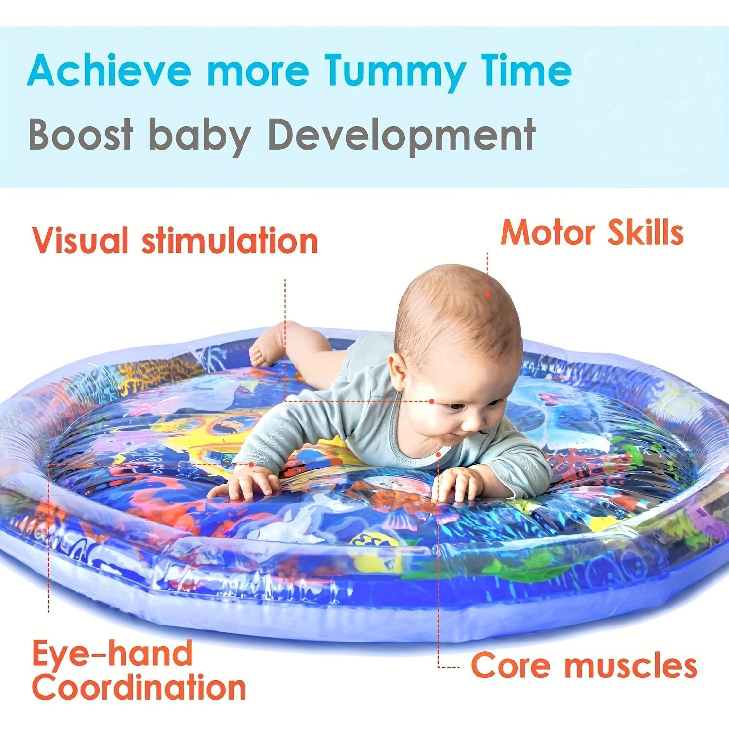 Мягкий надувной игровой коврик для малышей с аквариумом, коврик для tummy time для младенцев и малышей 0-3 лет