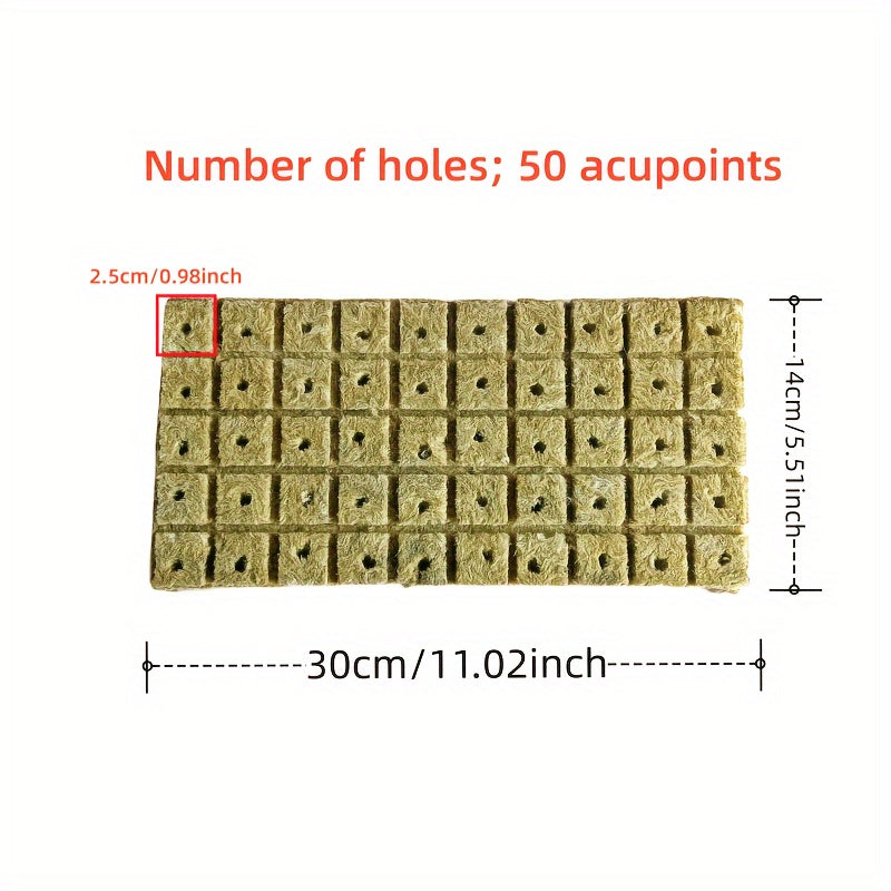 Hydroponic Rock Wool Cubes 2.49cm Seed Starter Plugs 50 Acupoints 500/1000 Pack