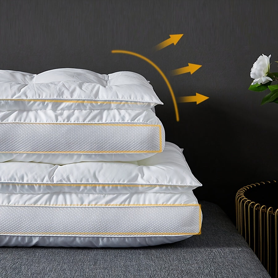 Одна двуслойная, трехмерная подушка для поддержания, обеспечивающая максимальный комфорт и поддержку, идеально подходит для расслабления и защиты шеи. Идеально для использования дома или в отелях, обеспечивая роскошный и приятный опыт.