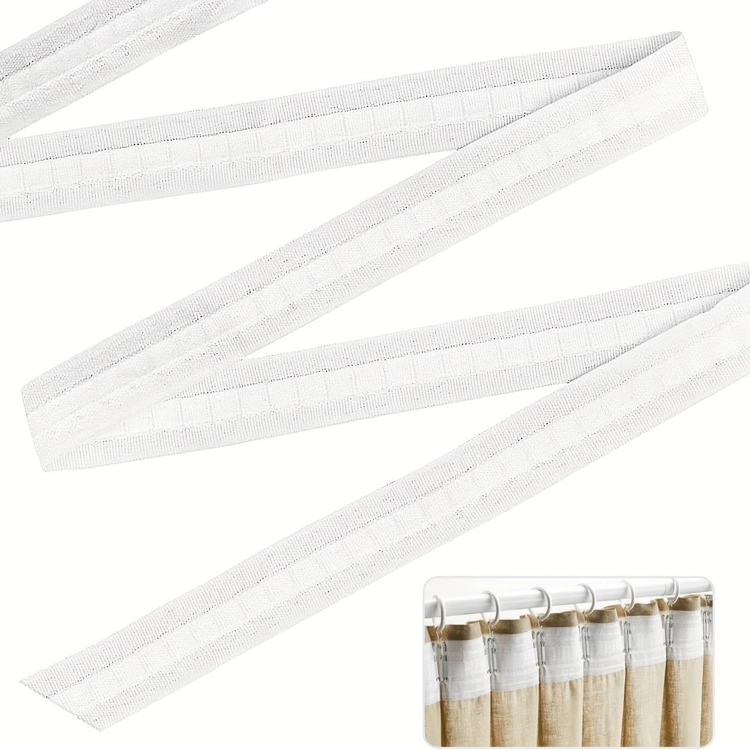 White Pleated Curtain Tape 30 Meter Roll Elastic for Curtains and Home Decor