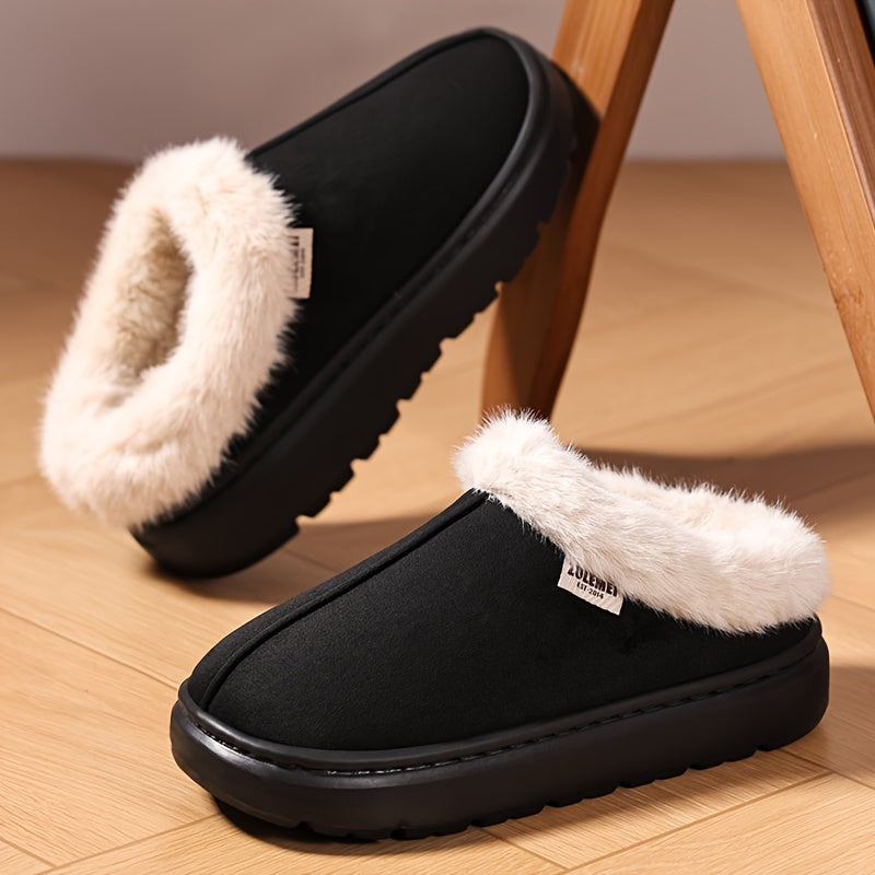 Unisex Warm Plush Collar Casual Home Shoes for Couples
