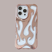 Hollow Flame TPU Phone Case for Samsung Galaxy S24 S23 S22 Ultra Plus A55 A54 A16 A14 A15 A06 Silver Electroplated Flexible Cover for Men Women