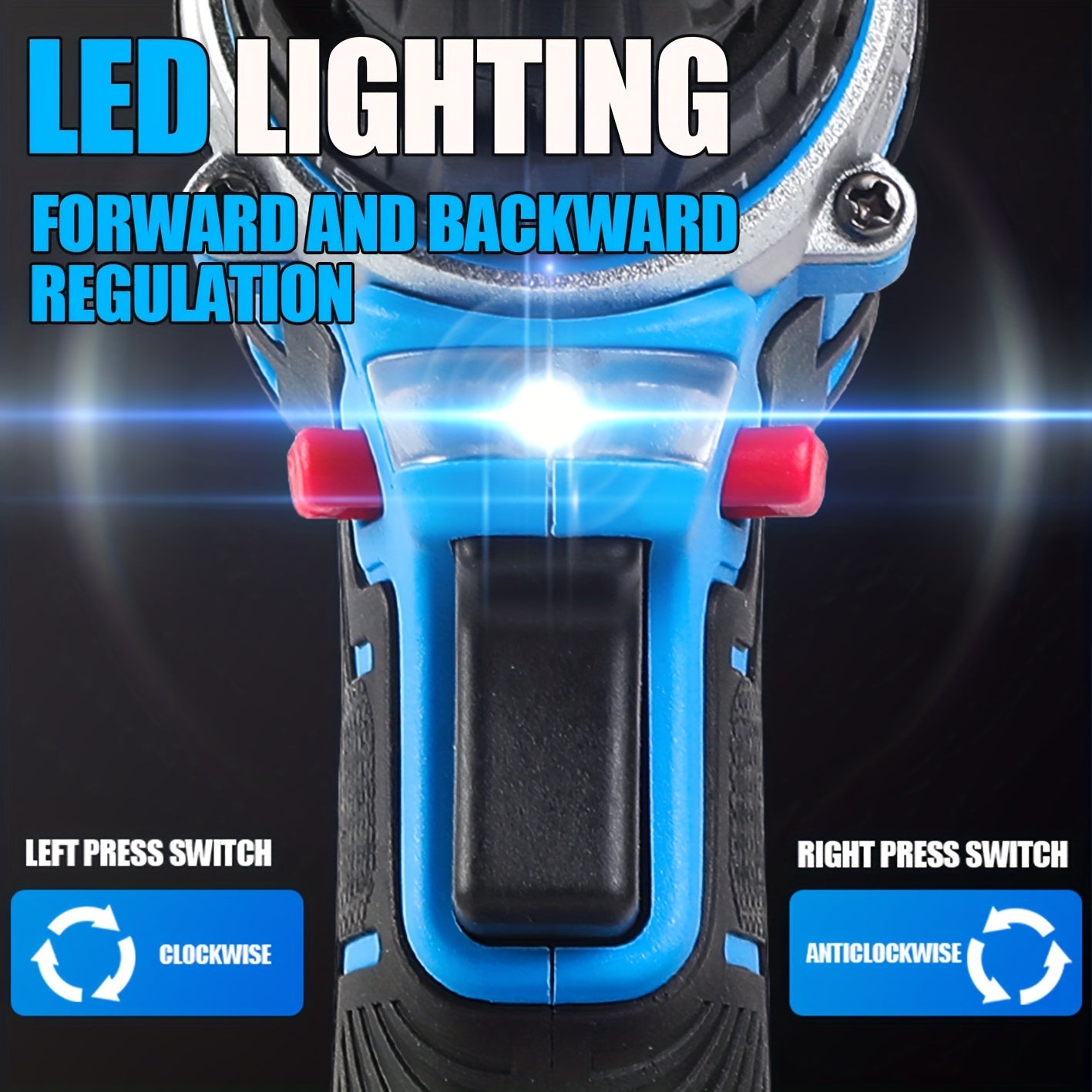 20V Cordless Drill and Electric Screwdriver Set with Lithium-Ion Battery and Ergonomic Grip Blue Black