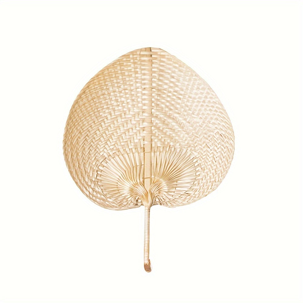 Set of 4 Bamboo Fans with Palm Leaf Design for Summer Cooling and Home Decor