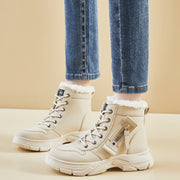 Women’s Fleece-Lined Ankle Snow Boots with Rubber Sole and Mid-Heel