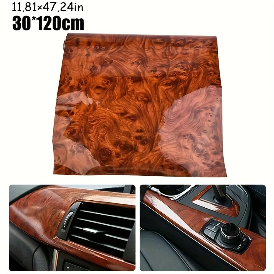 Adhesivo de vinilo con textura de madera para interior de coche, película adhesiva universal para automóviles