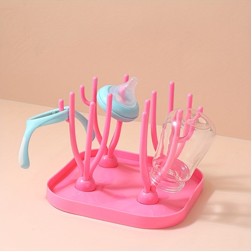 Green Portable Drying Rack with Removable Stand and Bottle Holder