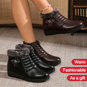 Women's Winter Ankle Boots Snow Shoes Non-Slip Rubber Black Red