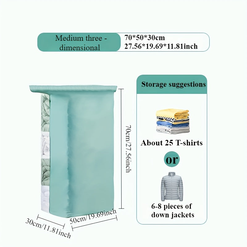 1 dona Katta Hajmli Vakuum Siqish Saqlash Sumkasi, Mustahkam Rang, PA Material, Nilon, Zamonaviy, Umumiy O'lcham, Sayohat Uchun Qulay, To'liq Suv O'tkazmaydigan, Hasharot va Changga Qarshi, Nasos Talab Qilmaydi