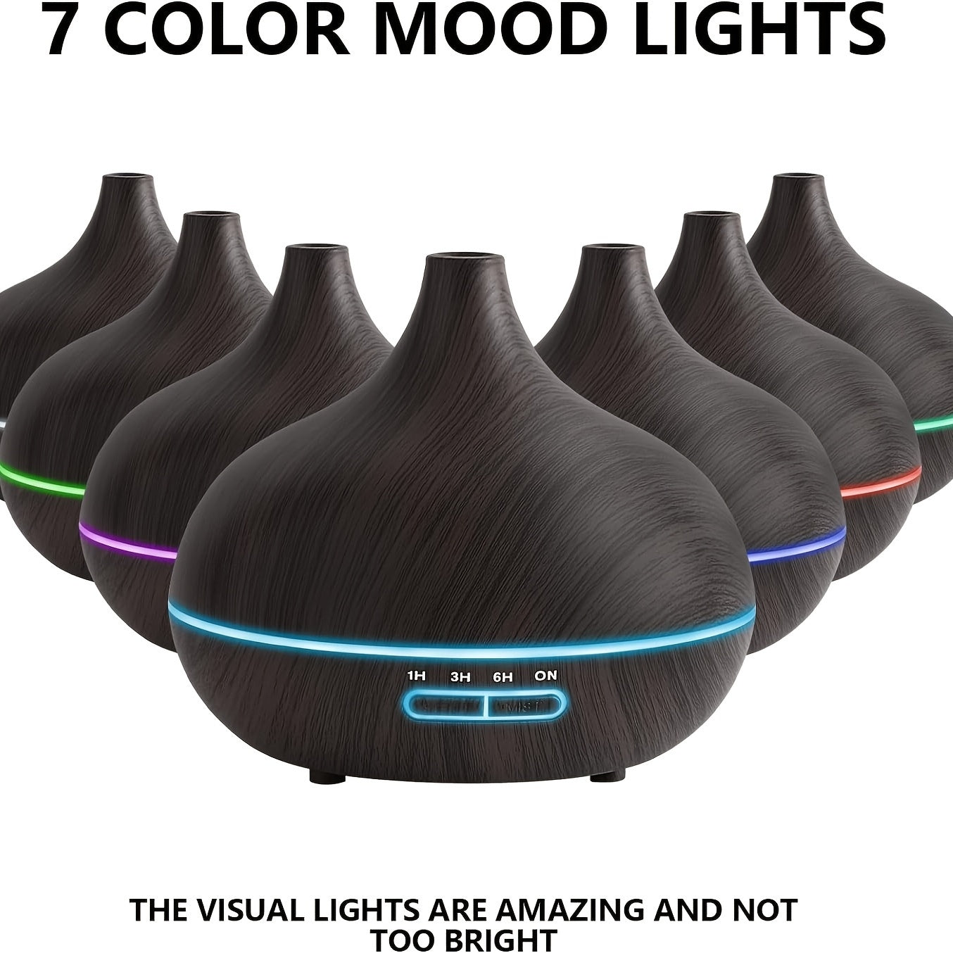 550ml Large Room Essential Oil Diffuser with Remote Control Timer and 7 Color Lights