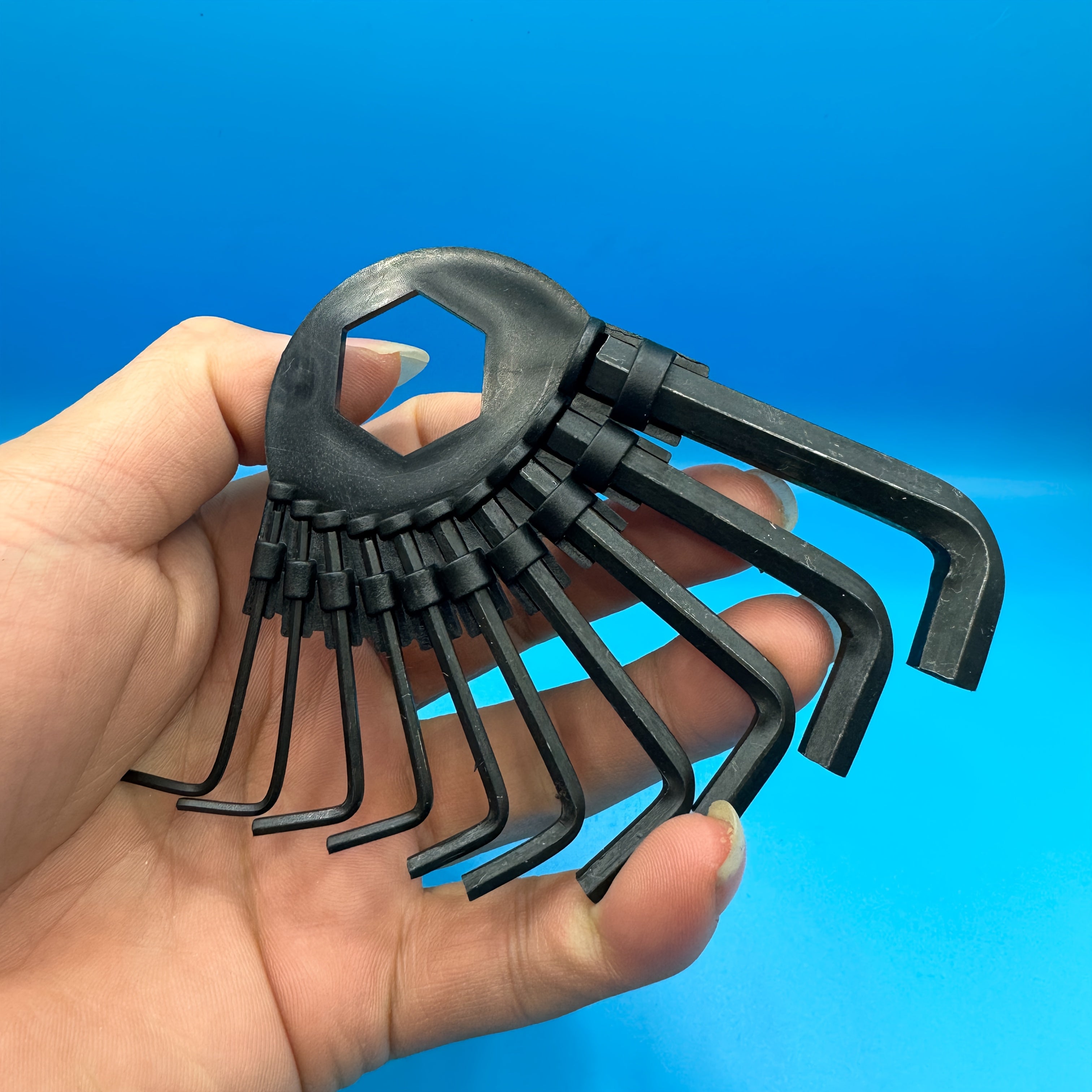 Set de 10 piezas de llaves hexagonales métricas e imperiales, forma en L, brazo corto, herramientas manuales