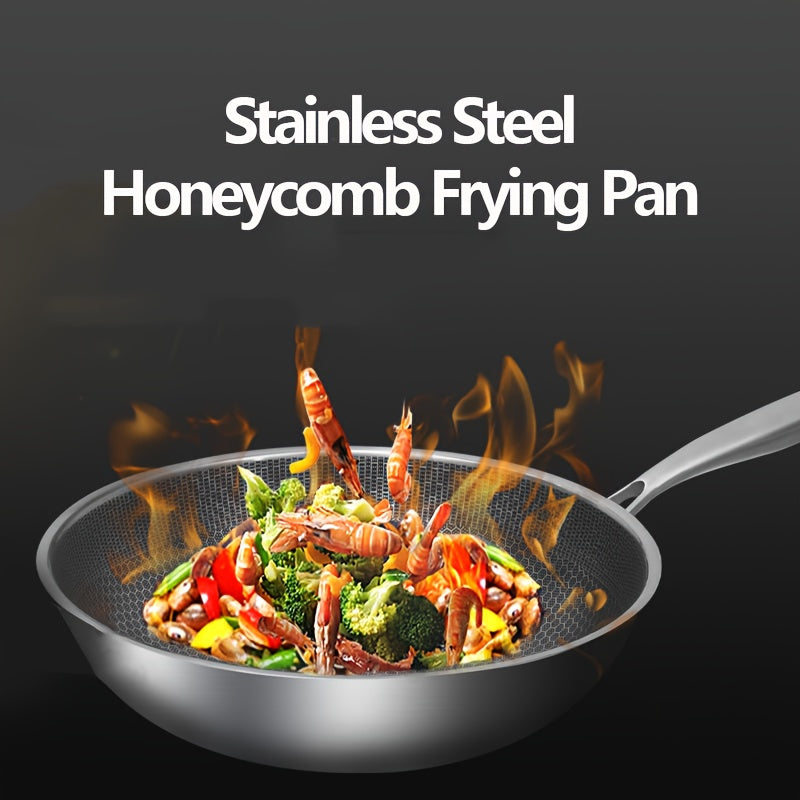 Stainless Steel Wok with Honeycomb Non-Stick Coating for Gas and Induction Stoves