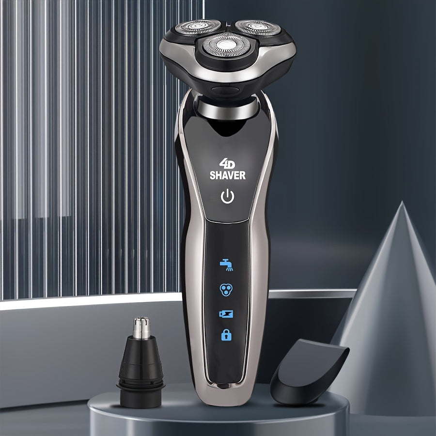 Men's 3-in-1 Electric Shaver with Nose Hair Trimmer and 3D Floating Blade