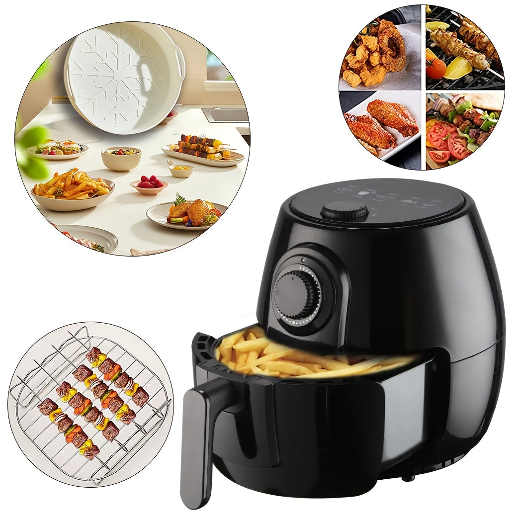 7 ta Stainless Steel Air Fryer Accessories to'plami, Grill Rack, 4 ta Skewer va 2 ta Silikon Pishirish Yostiqlari bilan. Oziq-ovqat uchun xavfsiz, Grill, Pishirish va Mikrotolqinli pechda pishirish uchun ideal. Muhim oshxona asboblari bilan to'liq.